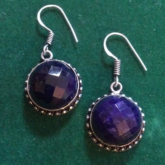 Atlanta Gem & Mineral Show Jewelry - Genuine Faceted Sapphire Earrings